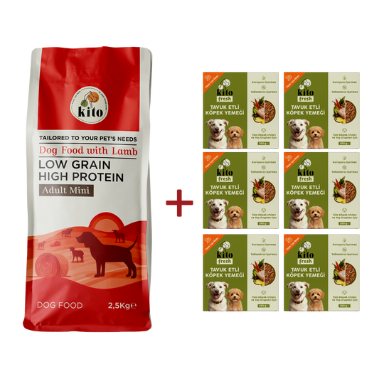 Adult Mini Dog Food 2,5 KG + Kito Fresh Dog Food with Chicken X 6