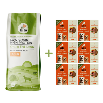 Kuzu Etli Yetişkin Köpek Maması 2,5 Kg + 6 Adet Kito Fresh Kuzu Etli %100 Taze İçerikli Mama