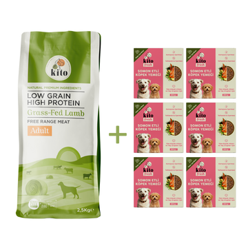 Kuzu Etli Yetişkin Köpek Maması 2,5 Kg + 6 Adet Kito Fresh Somon Etli %100 Taze İçerikli Mama