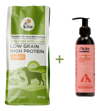 15 kg adult dog food + Fish oil