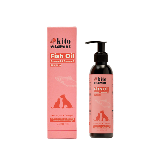 Kito Balık Yağı 200 ml ( Kedi ve Köpekler için Omega 3 & 6 İçerikli  Deri, Tüy, Eklem ve Kalp Sağlığı Destekleyici Balık Yağı)