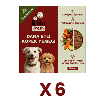 6 Adet Kito Fresh Dana Etli Köpek Yemeği %100 Taze İçerikli Mama (1,5 KG)