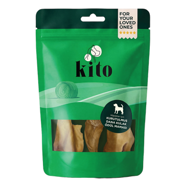 Kito Kurutulmuş Dana Kulak Çiğnemelik Köpek Ödül Maması %100 Doğal, Glutensiz, Organik 100 gr