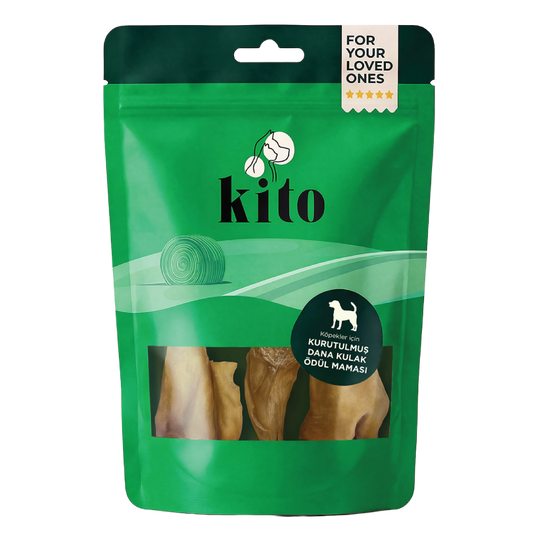 Kito Kurutulmuş Dana Kulak Çiğnemelik Köpek Ödül Maması %100 Doğal, Glutensiz, Organik 100 gr