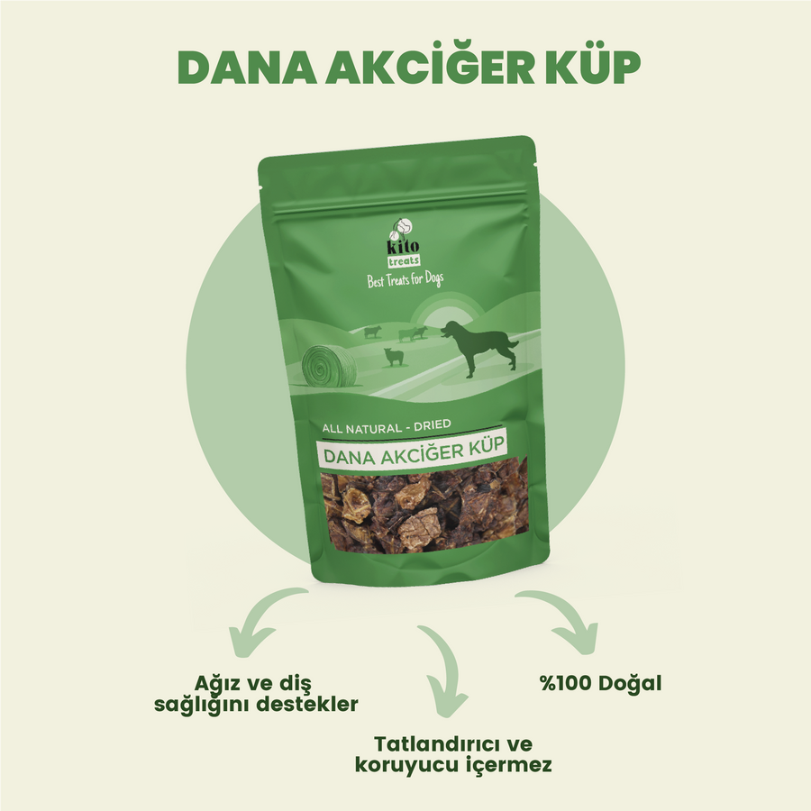 Kito Dana Akciğer Küp Atıştırmalık Köpek Ödül Maması %100 Doğal, Glutensiz, Organik 100 gr