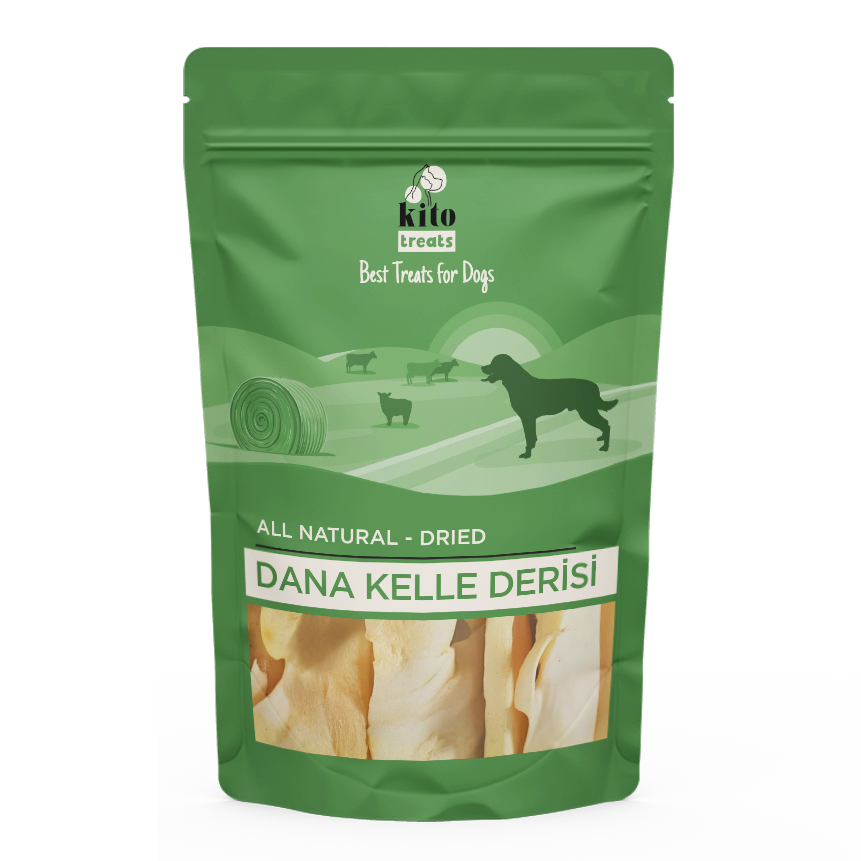 Kito Kurutulmuş Dana Kelle Derisi Çiğnemelik Köpek Ödül Maması %100 Doğal, Glutensiz, Organik 100 gr