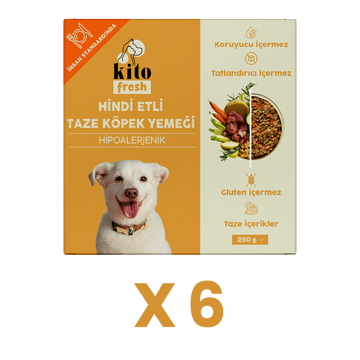 6 Adet Kito Fresh Hindi Etli Köpek Yemeği %100 Taze İçerikli Mama (1,5 KG)