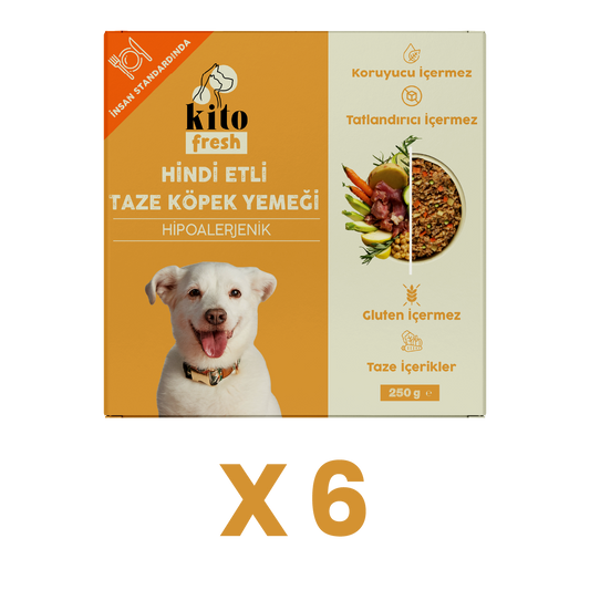6 Adet Kito Fresh Hindi Etli Köpek Yemeği %100 Taze İçerikli Mama (1,5 KG)