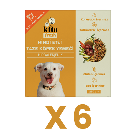 6 Adet Kito Fresh Hindi Etli Köpek Yemeği %100 Taze İçerikli Mama (1,5 KG)