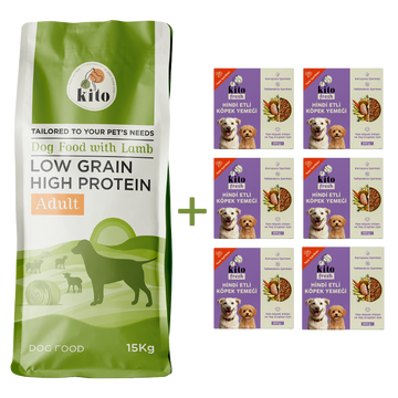 Adult Dog Food 15 kg + Kito Fresh Dog Food with Turkey X 6 