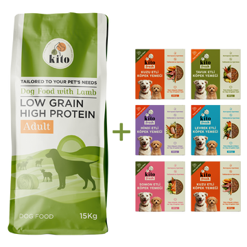 Kuzu Etli Yetişkin Köpek Maması 15 Kg + Kito Fresh %100 Taze İçerikli Mama Tanışma Paketi