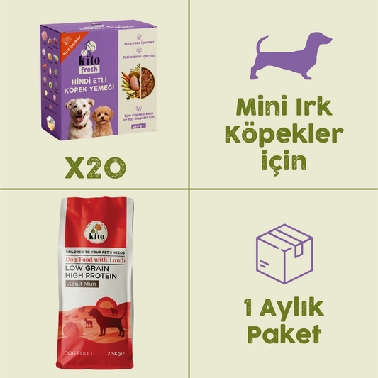 20 Adet Kito Fresh Hindi Etli Köpek Yemeği %100 Taze İçerikli Mama + 2,5 kg  Yetişkin Mini Irk Köpek Maması