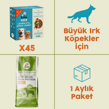 45 Adet Kito Fresh Levrek Etli Köpek Yemeği %100 Taze İçerikli Mama+ 15 kg Yetişkin Köpek Maması