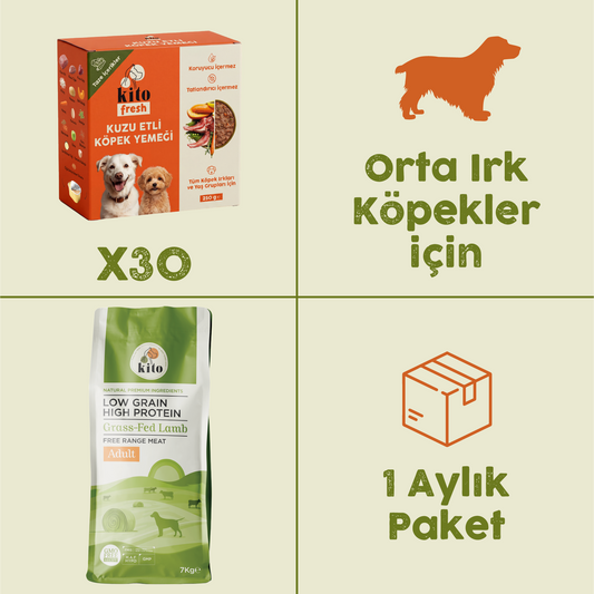 30 Piece Kito Fresh Dog Food with Lamb + Adult Dog Food with Grass-Fed Lamb 7 kg