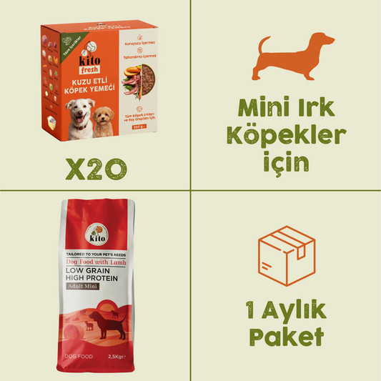20 Adet Kito Fresh Kuzu Etli Köpek Yemeği %100 Taze İçerikli Mama + 2,5 kg  Yetişkin Mini Irk Köpek Maması