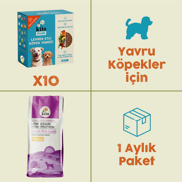 10 Adet Kito Fresh Levrek Etli Köpek Yemeği %100 Taze İçerikli Mama + 2,5 kg Yavru Köpek Maması