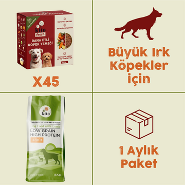 45 Adet Kito Fresh Dana Etli Köpek Yemeği %100 Taze İçerikli Mama+ 15 kg Yetişkin Köpek Maması