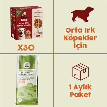 30 Adet Kito Fresh Dana Etli Köpek Yemeği %100 Taze İçerikli Mama+ 7 kg Yetişkin Köpek Maması