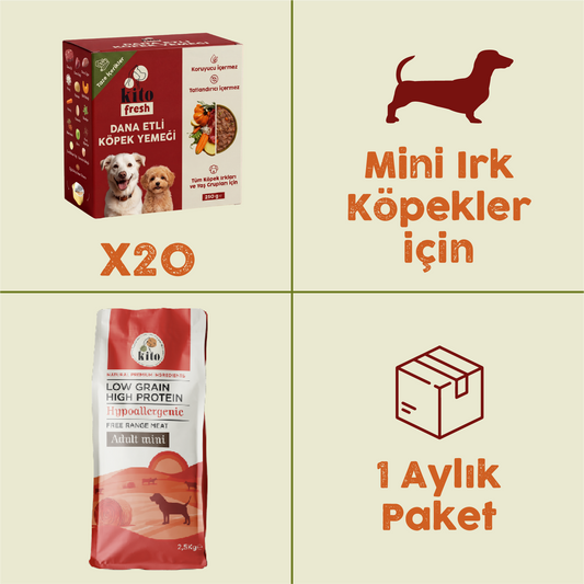 20 Adet Kito Fresh Dana Etli Köpek Yemeği %100 Taze İçerikli Mama + 2,5 kg  Yetişkin Mini Irk Köpek Maması