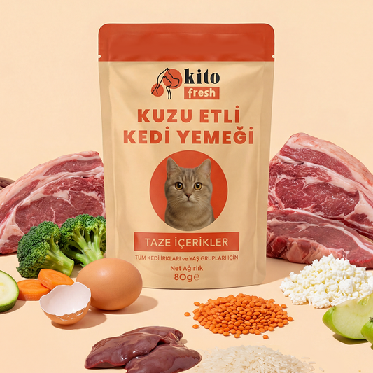 Kito Fresh Kuzu Etli Kedi Yemeği %100 Taze İçerikli Mama 80 gr