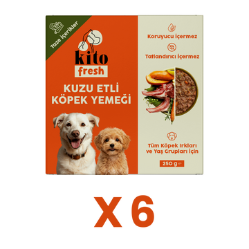 6 Adet Kito Fresh Kuzu Etli Köpek Yemeği %100 Taze İçerikli Mama (1,5 KG)