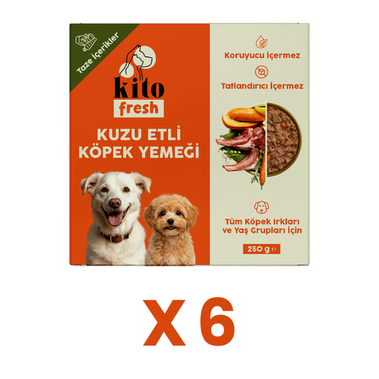 6 Adet Kito Fresh Kuzu Etli Köpek Yemeği %100 Taze İçerikli Mama (1,5 KG)