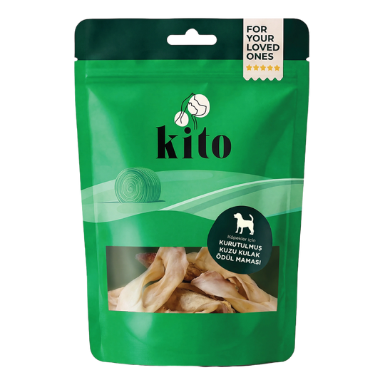 Kito Kurutulmuş Kuzu Kulak Çiğnemelik Köpek Ödül Maması %100 Doğal, Glutensiz, Organik 100 gr