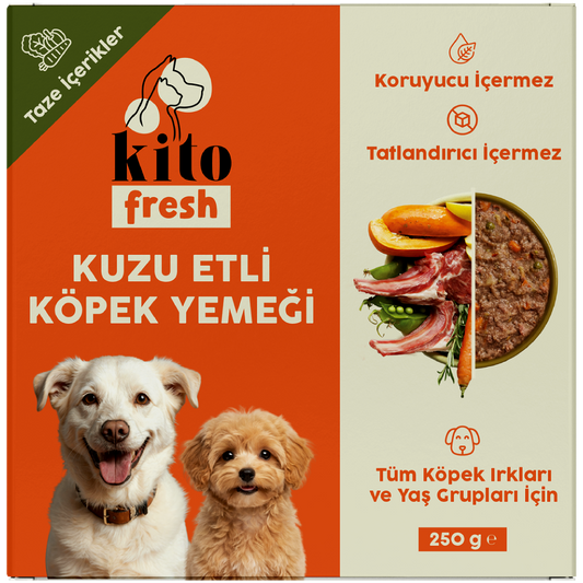 Kito Fresh Kuzu Etli Köpek Yemeği %100 Taze İçerikli Mama 250 gr