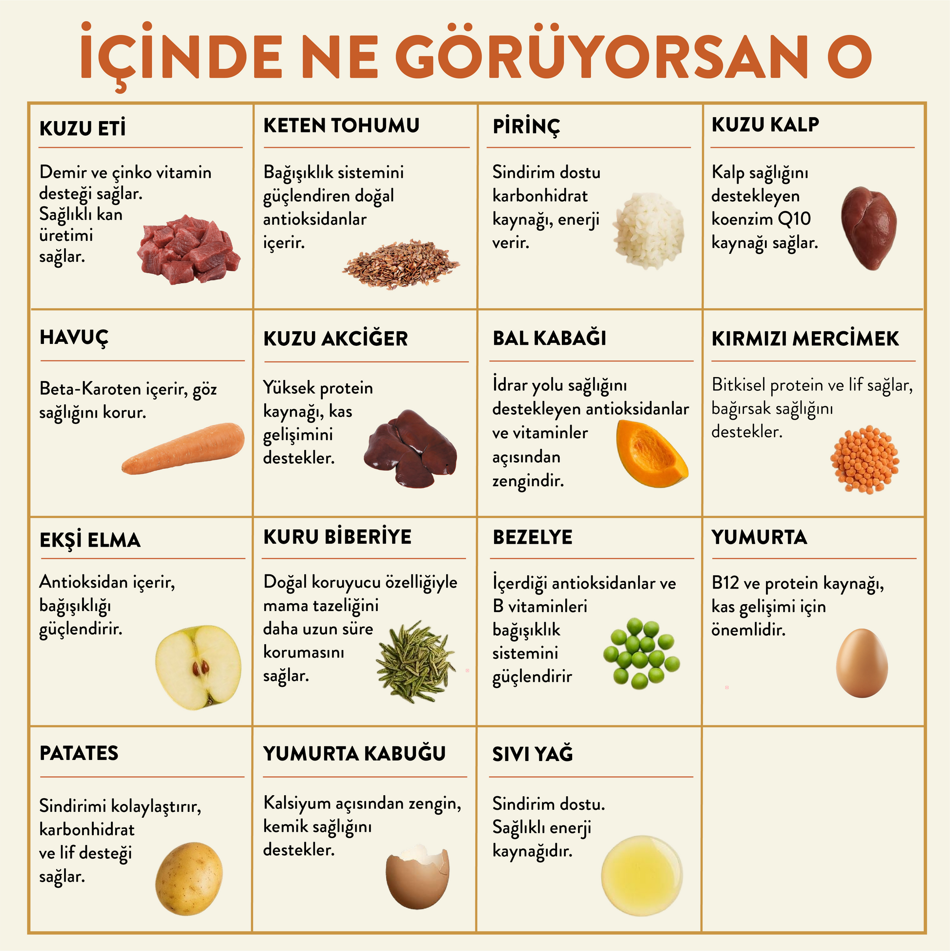 Kuzu Etli Taze Köpek Yemeği İçindekiler