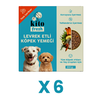 6 Adet Kito Fresh Levrek Etli Köpek Yemeği %100 Taze İçerikli Mama (1,5 KG)