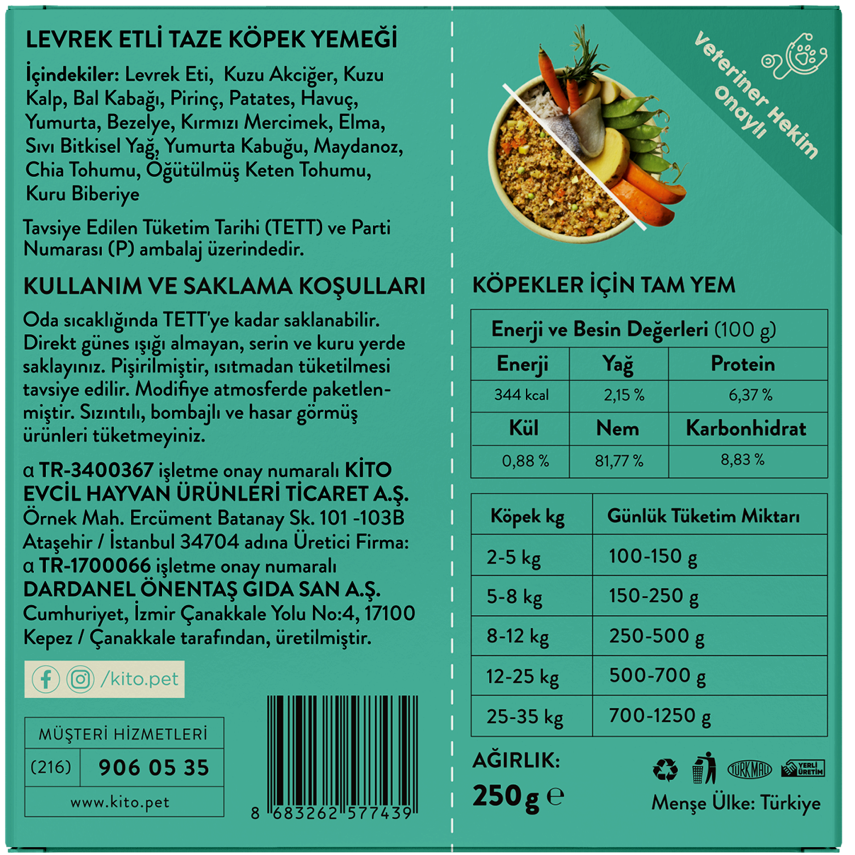 Levrek Etli Taze Köpek Yemeği