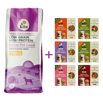 Kuzu Etli Yavru Köpek Maması 2.5 KG + Kito Fresh %100 Taze İçerikli Mama Tanışma Paketi