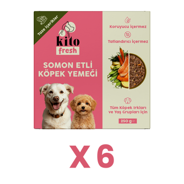 6 Adet Kito Fresh Somon Etli Köpek Yemeği %100 Taze İçerikli Mama (1,5 KG)