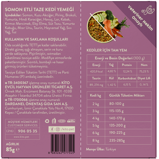 Somon Etli Taze Kedi Yemeği