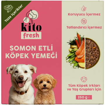 Kito Fresh Somon Etli Köpek Yemeği %100 Taze İçerikli Mama 250 gr