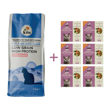 Kısır Kedi Maması 2 KG + Somon Etli Kedi Kito Fresh X 6