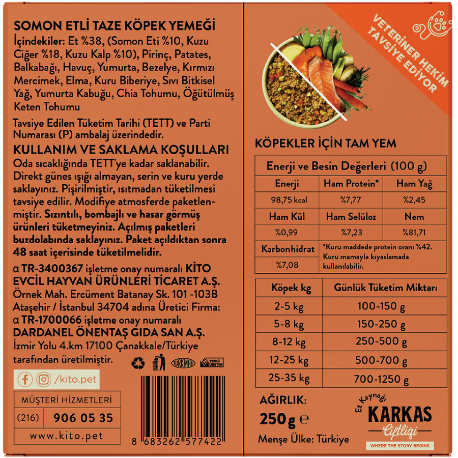 Kito Fresh Dog Food with Salmon 250 gr
