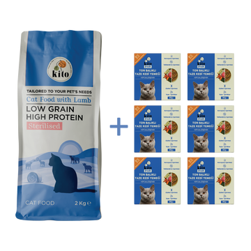 Kısır Kedi Maması 2 KG + Ton Balıklı Kedi Kito Fresh X 6