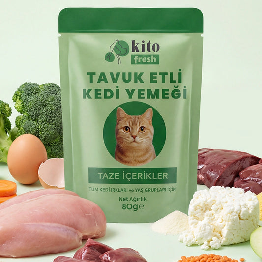 Kito Fresh Tavuk Etli Kedi Yemeği %100 Taze İçerikli Mama 80 gr