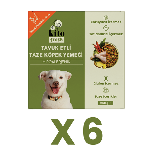 6 Adet Kito Fresh Tavuk Etli Köpek Yemeği %100 Taze İçerikli Mama (1,5 KG)
