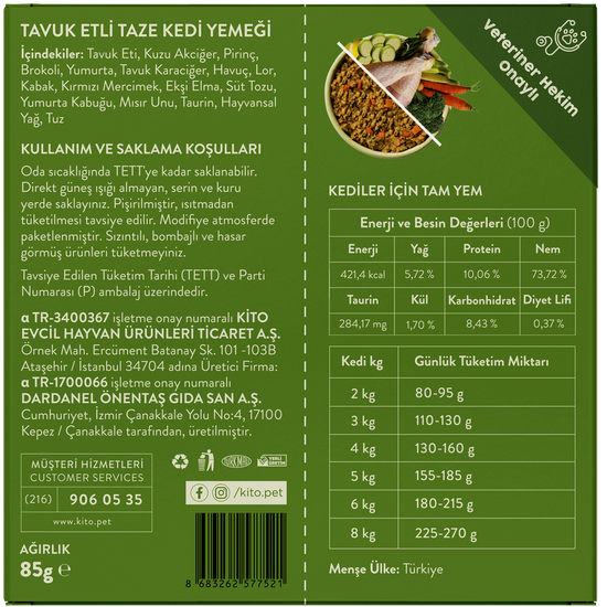Tavuk Etli Taze Kedi Yemeği