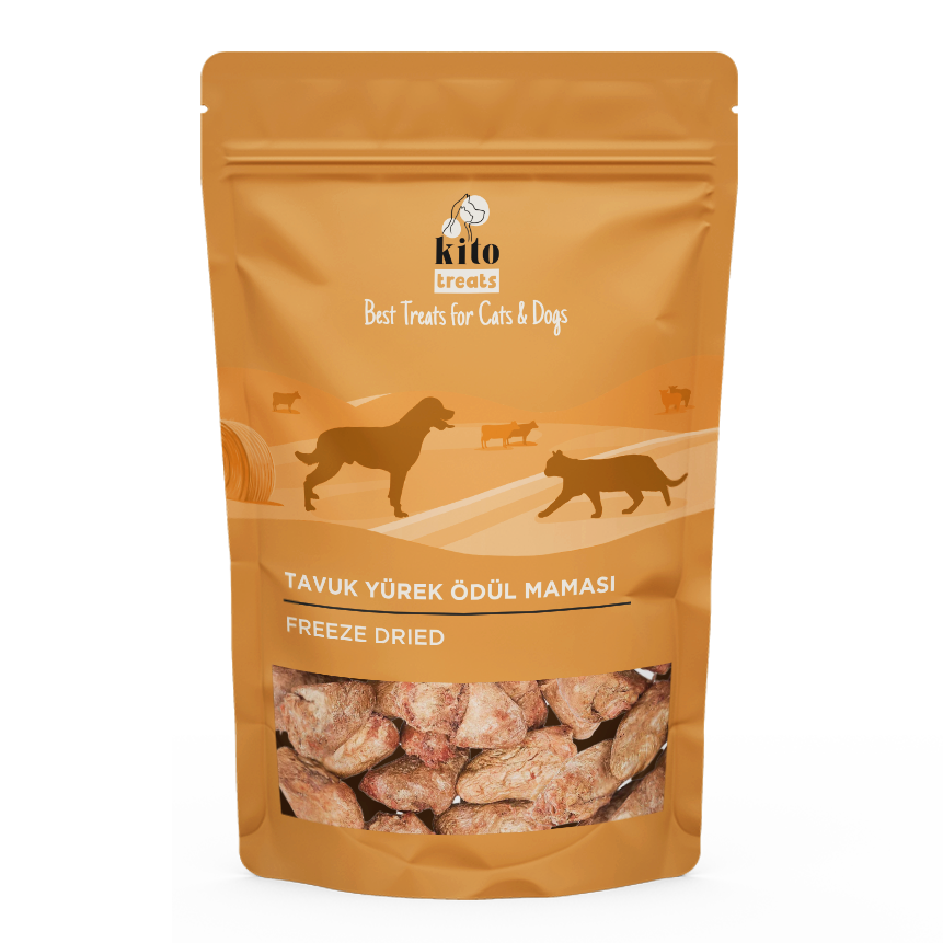 Kito Freeze Dried Tavuk Yürek Ödül Maması Köpekler için (30 gr)