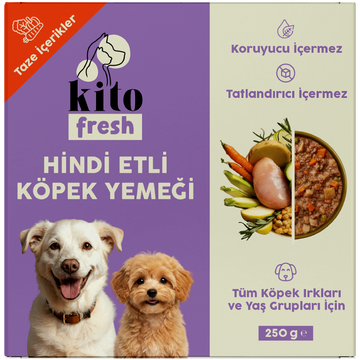 Kito Fresh Hindi Etli Köpek Yemeği %100 Taze İçerikli Mama 250 gr