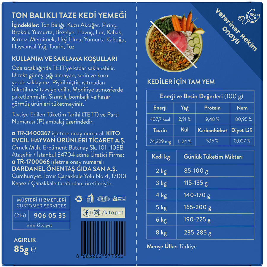 Kito Fresh Ton Balıklı Kedi Yemeği 85 gr