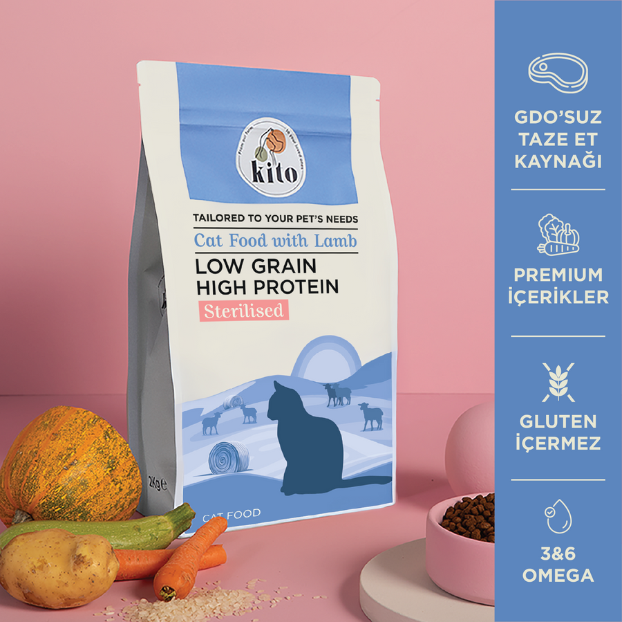 Kito Doğal Besi Kuzu Etli Kısır Kedi Maması 2 KG