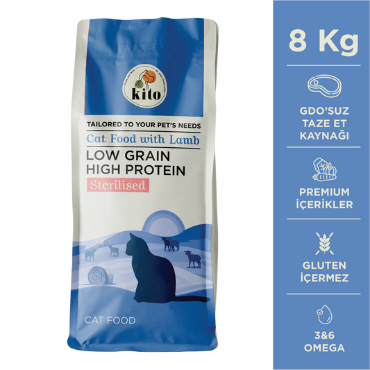 Kito Doğal Besi Kuzu Etli Kısır Kedi Maması 8 Kg