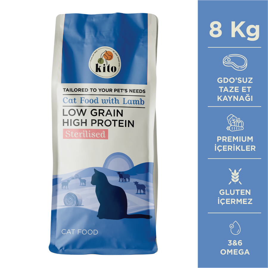 Kito Doğal Besi Kuzu Etli Kısır Kedi Maması 8 Kg