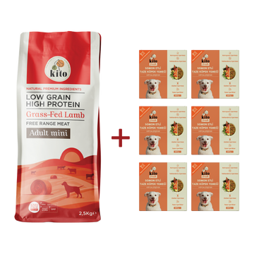 Yetişkin Mini Irk Köpek Maması 2.5 KG + Somon Etli Köpek Kito Fresh X 6