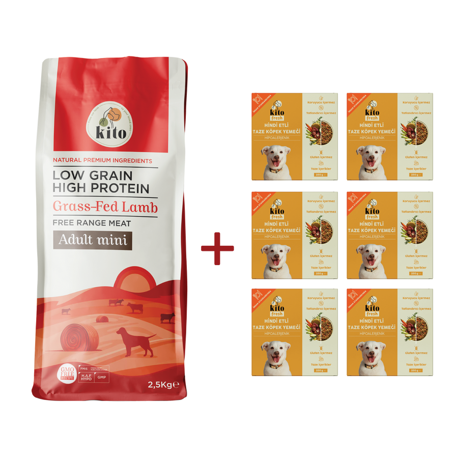 Adult Mini Dog Food 2.5 KG + Kito  Fresh Dog Food with Turkey X 6