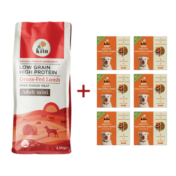 Yetişkin Mini Irk Köpek Maması 2.5 KG + Kuzu Etli Köpek Kito Fresh X 6